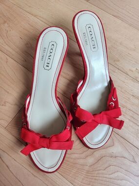 Coach Red Bow Kitten Heels